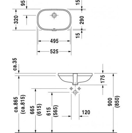 Раковина керамическая Duravit D-Code 338490000 50 см встраиваемая цвет белый без отверстий под смеситель