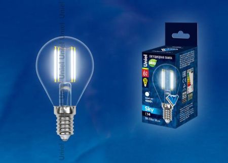 Лампа светодиодная Uniel SKY Globe (СКЫ Глобе) LED-G45-6W/NW/E27/CL PLS02WH картон