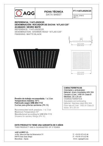 Душевой комплект AQG Alpha 19ALPEC21805 на потолок - фото 3