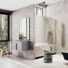 Душевая шторка на ванну Maybah Glass MGV-132-2у 45х140 стекло тонированное профиль бронза ориентация универсальная