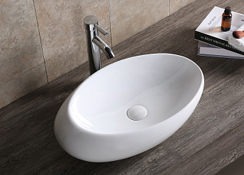 Раковина из сантехнического фарфора Cerutti SPA CR0058C 69х45 накладная цвет белый без отверстий под смеситель