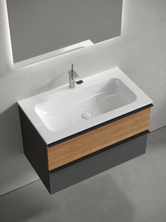 Тумба под раковину Sancos DELTA DL80GR 79х45х50 подвесная цвет дуб красный/графит