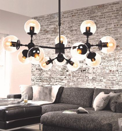 Люстра на штанге Lumina Deco Zodiak (Зодиак) LDP 160-12 BK+TEA