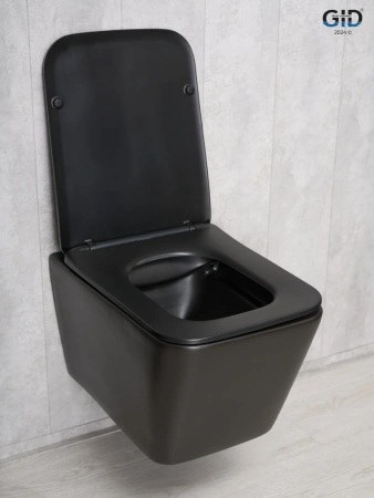 Унитаз подвесной Gid Cuadrado 62225Y черный матовый с сиденьем микролифт безободковый