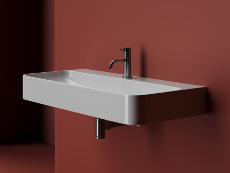 Раковина из сантехнического фарфора Ceramica Nova AURA CN2007 100х50 подвесная цвет белый 1 отверстие под смеситель