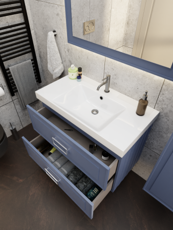 Тумба с раковиной La Fenice Cubo TWIN NFNC-01-CUB-BG-80-2-1-80 80х50 подвесная цвет синий