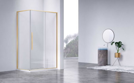 Душевой уголок Vincea Slim-N VSR-4SN9011CLG 110х90 стекло прозрачное профиль золото брашированное без поддона