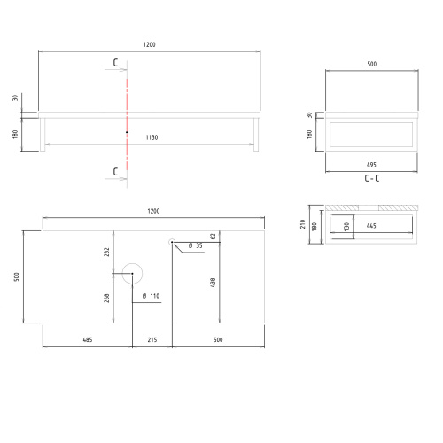 Консоль под раковину Orka Kestel 3001042 120х50х21 подвесная цвет коричневый/черный - фото 4 Консоль под раковину Orka Kestel 3001042 120х50х21 подвесная цвет коричневый/черный - фото 4