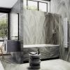 Душевая шторка на ванну Maybah Glass MGV-151-1у 75х140 стекло тонированное профиль белый ориентация универсальная