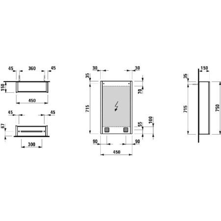 Зеркало-шкаф Laufen Frame 4.0835.1.900.144.1 50х80 подвесной