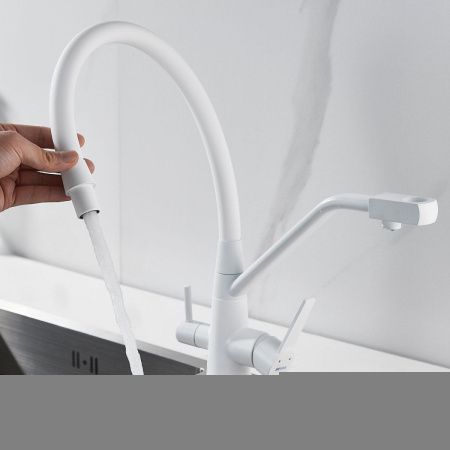 Смеситель для кухни Shevanik S968C на мойку белый