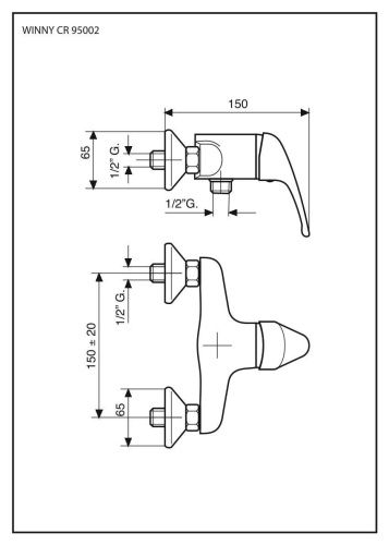 Смеситель Emmevi Winny 95002/CR настенный хром - фото 2