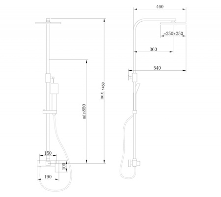 Душевая стойка ABBER AF8220SPL настенная цвет сатин