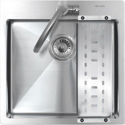 Кухонная мойка Melana ProfLine MLN-R5050H+коландер 50х50 цвет сатин поверхность матовая