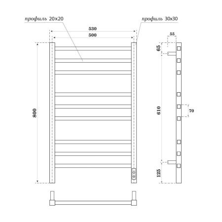 Полотенцесушитель электрический Point Вега PN71858GB 55х80 серый
