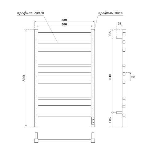 Полотенцесушитель Point Вега PN71858GB электрический графит - фото 2