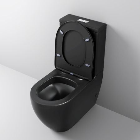 Унитаз напольный с бачком Grossman GR-4446BMS черный с сиденьем микролифт безободковый смыв торнадо