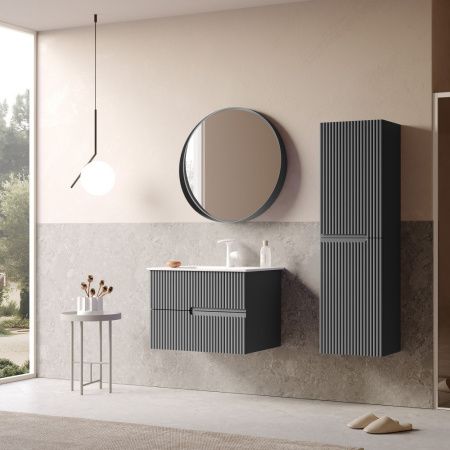 Тумба с раковиной Orka Moonlight 5003439 70х50 подвесная цвет черный