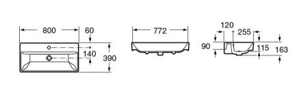 Раковина из сантехнического фарфора Roca Oleta 73274C500Y 80х40 накладная цвет белый