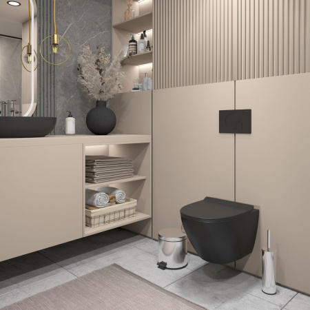 Унитаз подвесной Teymi Lina T40114 черный с сиденьем микролифт безободковый смыв торнадо