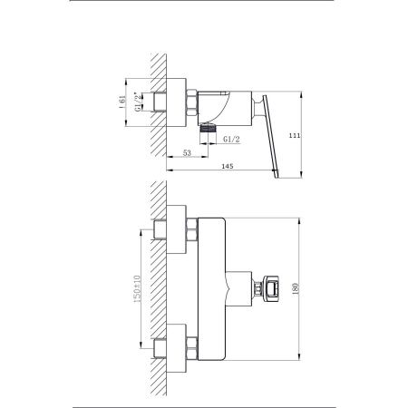 Смеситель для ванны Rush PALM PL2530-63 настенный хром