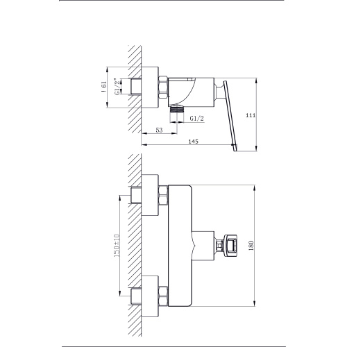 Смеситель для ванны Rush PALM PL2530-63 настенный хром - фото 2