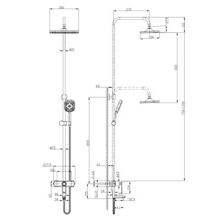 Душевая стойка LeMark Prizma LM3962C настенная цвет хром