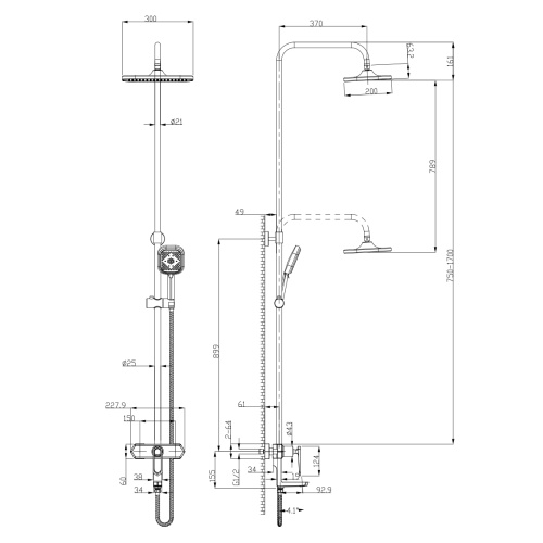 Душевая стойка LeMark Prizma LM3962C настенная - фото 2