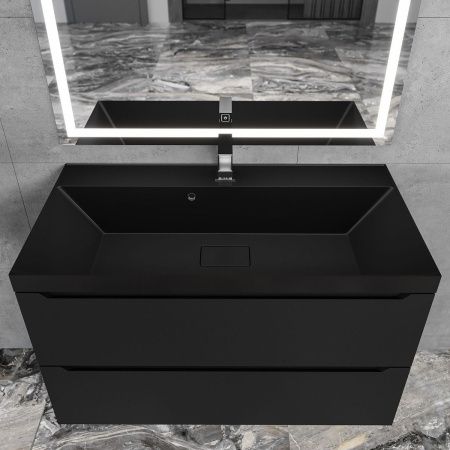 Раковина из искусственного камня Uperwood Classic New RClassicNew90bg 90х50 полувстраиваемая цвет черный