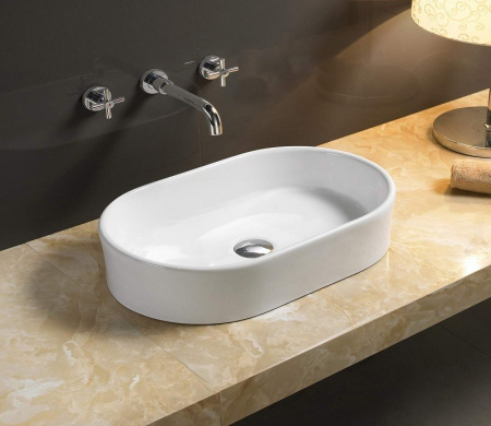 Раковина из санфаянса CeramaLux 9025 53х31 накладная цвет белый