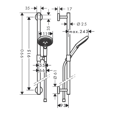 Душевой гарнитур Hansgrohe Raindance Select 26322400 настенный хром/белый