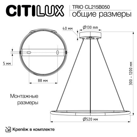 Светильник подвесной Citilux Trio (Трио) CL215B050