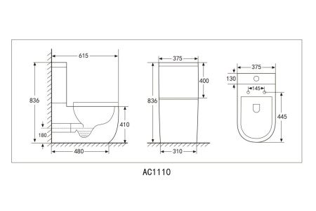 Унитаз напольный с бачком Abber Bequem AC1110 белый с сиденьем безободковый каскадный смыв