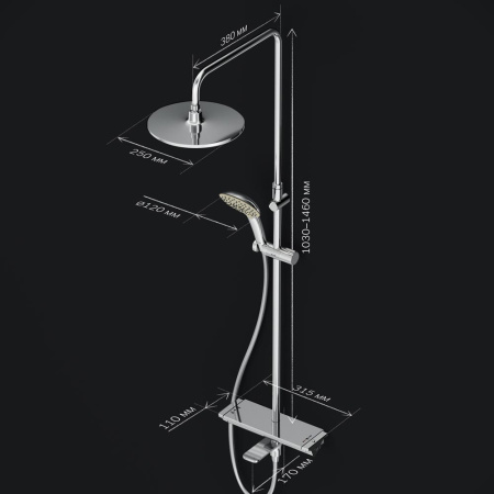 Душевая стойка Am.Pm Spirit V2.0 F0770A500 настенная цвет хром с термостатом