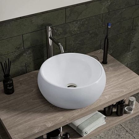 Раковина из сантехнического фарфора Bond Circle S52-390 40х40 накладная цвет белый без отверстий под смеситель