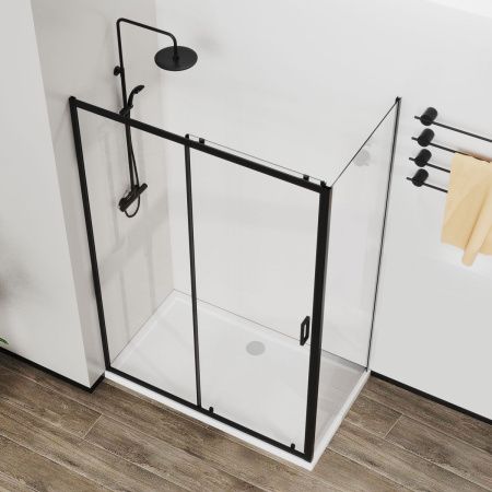 Душевой уголок Vincea City VSR-5CT9012CLB 120х90 стекло прозрачное профиль черный без поддона