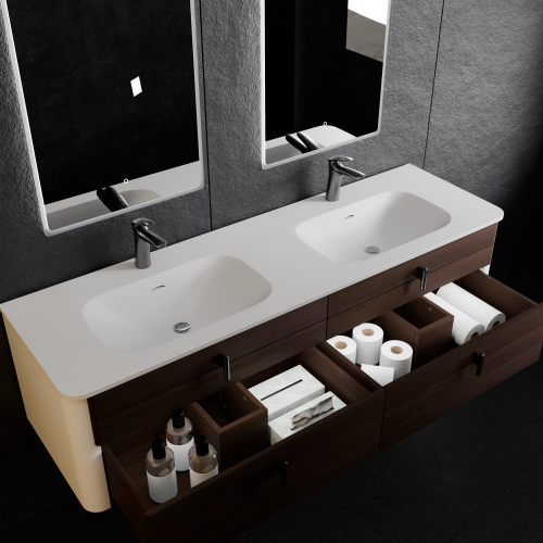 Тумба с раковиной ArtDecco Gabriella (Габриелла) AGB15W24D100 150x45x40 подвесная цвет черный орех - фото 3