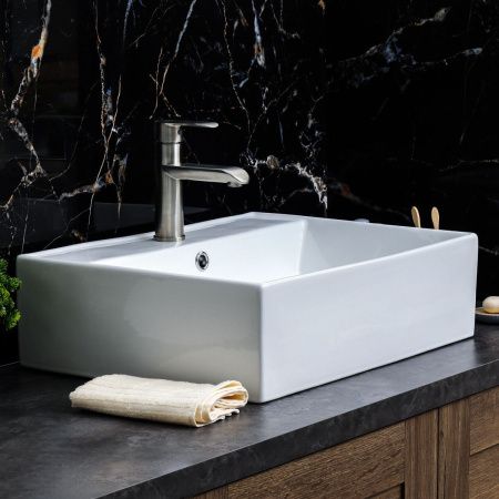 Раковина из сантехнического фарфора Melana 7295-805 60х50 накладная цвет белый 1 отверстие под смеситель