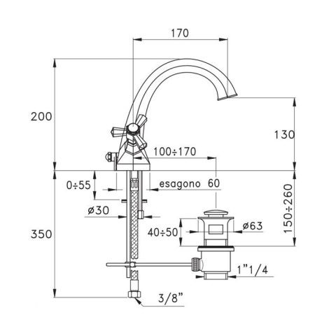 Смеситель Stella Eccelsa EC 00006 CR00 на раковину хром