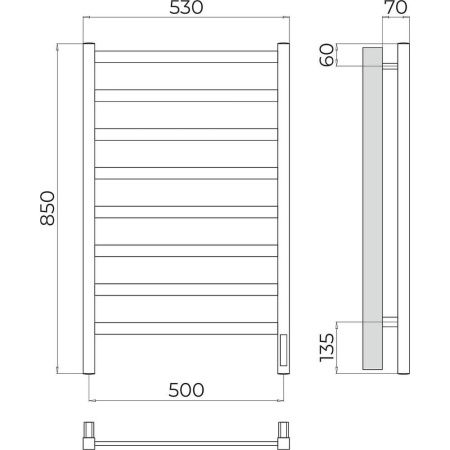 Полотенцесушитель электрический Terminus 4670078544537 55х85 хром