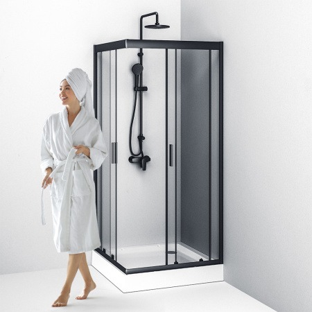 Душевой уголок Am.Pm Gem W90G-403-090BT 90х90 стекло прозрачное профиль черный матовый без поддона