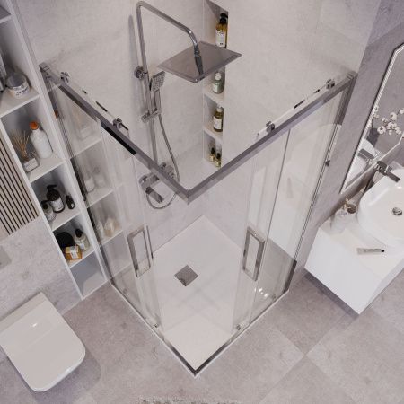 Душевой уголок Grossman Cosmo 300.K33.02.8080.10.00 80х80 стекло прозрачное профиль хром без поддона