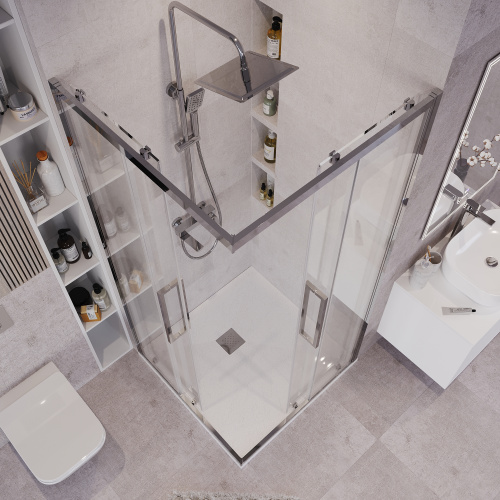 Душевой уголок Grossman Cosmo 300.K33.02.9090.10.00 90х90 стекло прозрачное профиль хром глянцевый - фото 4