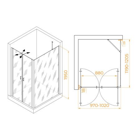 Душевой уголок RGW Passage 060814402-11 120х100 стекло прозрачное профиль хром без поддона