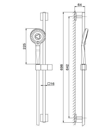 Душевой гарнитур Kerama Marazzi  69356KM.21.018 настенный хром