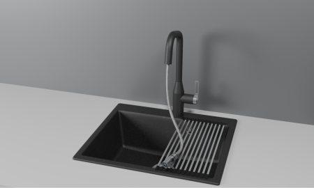 Смеситель для кухни Granula 8171, ЧЕРНЫЙ на мойку черный