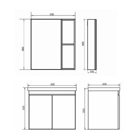 Зеркало-шкаф Comforty Осло 00-00006490CF 60х80 подвесной цвет серый