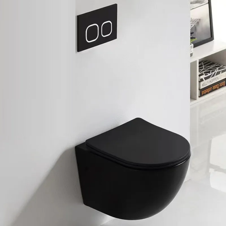 Унитаз подвесной Cerutti SPA CT8918 черный с сиденьем микролифт безободковый каскадный смыв