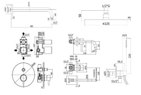 Душевая система Paffoni Light KITLIG015HGSP006 встраиваемая в стену