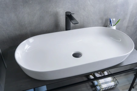 Раковина керамическая Gid Lago 51200 80х40 накладная цвет белый без отверстий под смеситель